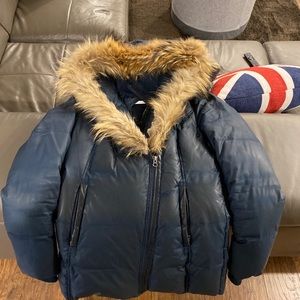 Women’s small mackage winter jacket navy blue